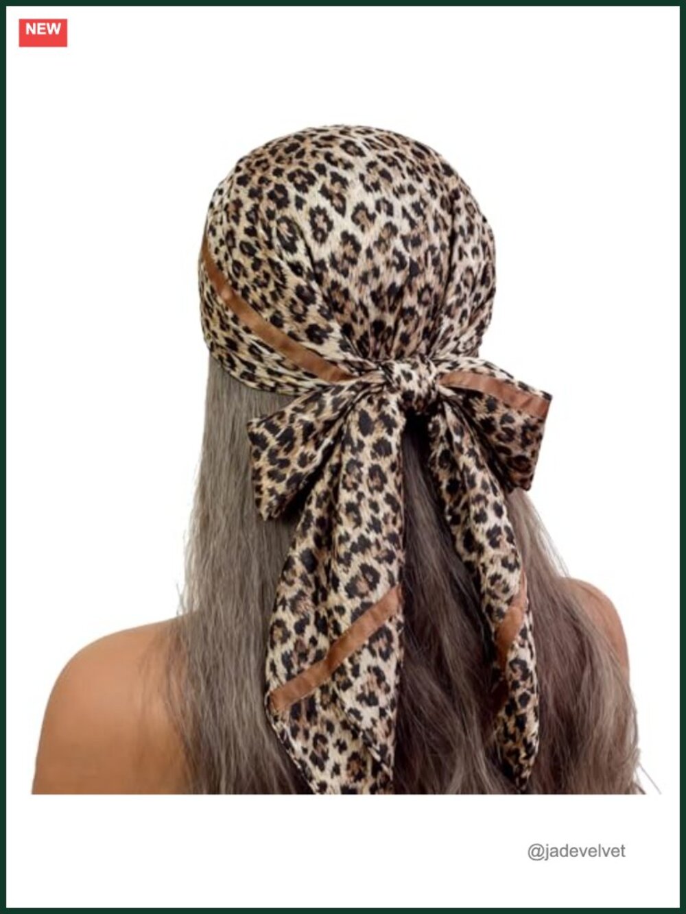 Satin Leopard Print Square Scarf for Hair or Neck - 35x35